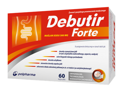 Debutir Forte, z maślanem sodu, 300 mg, 60 kapsułek, twardych