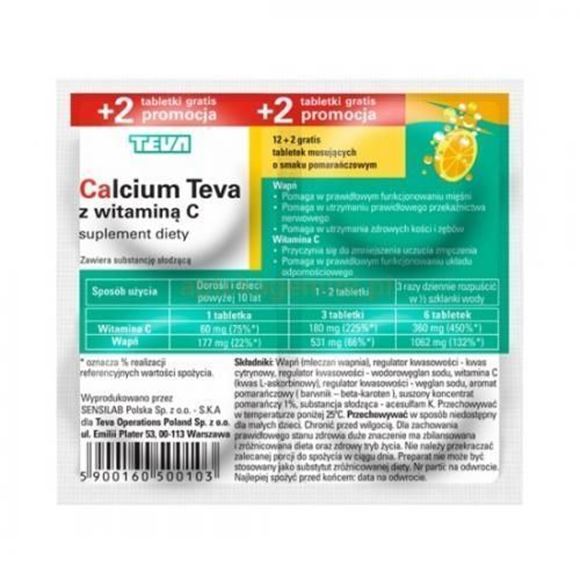 Obrazek Calcium Teva z witaminą C 14 tabletek musujących