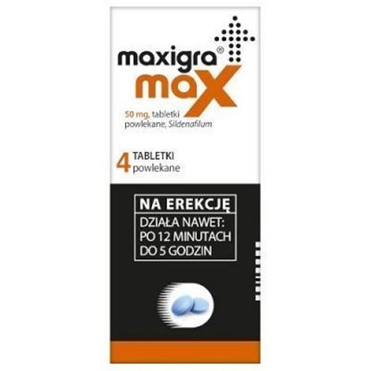 Obrazek Maxigra Max 50mg 4 tabletki