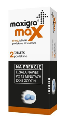 Obrazek Maxigra Max 50mg 2 tabletki