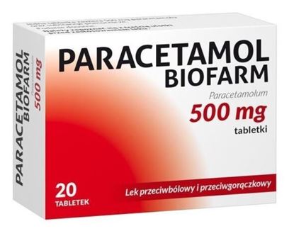 Obrazek Paracetamol, Biofarm, 500 mg, 20 tabletek